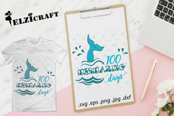 100 Mermazing Days: A Versatile Graphic Asset for School-Themed Crafts