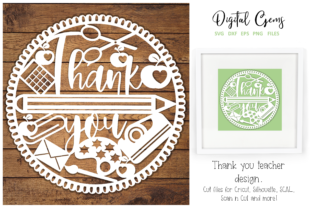 Thank You Teacher Paper Cut Design: A Versatile Graphic for Crafts & Handmade Projects