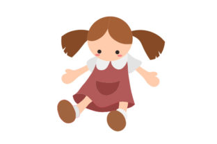 Toy Doll in School Uniform Girl: A Graphic Design Asset for Kids’ Crafts and Branding